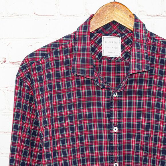 BILLY REID Men's Standard Cut Button up Shirt Red Blue check Size 2XL - Picture 5 of 5